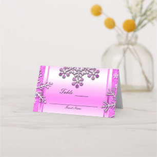 Cartão De Mesa Número da Mesa Glamour Brilho Rosa Terra de Maravi