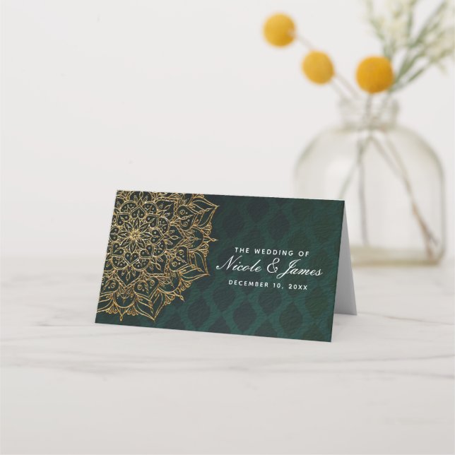 Cartão De Mesa Número da Mesa Noites Árabes Marroquinas Verde e D (Frente)