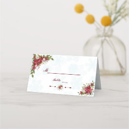 Cartão De Mesa Número da Tabela Casada de Poinsettia em Flocos de