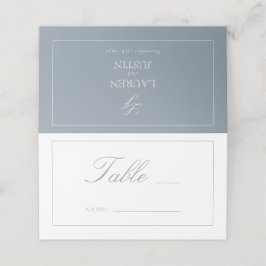 Cartão De Mesa Número da Tabela de Casamento de Script Azul Dusty