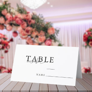 Cartão De Mesa Número da tabela de Casamento de Script Minimalist