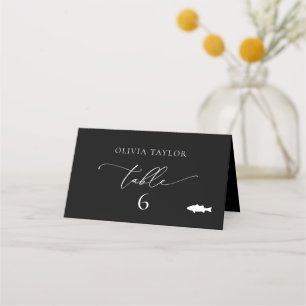 Cartão De Mesa Número da Tabela de Casamento Minimalista de Peixe