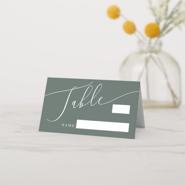 Cartão De Mesa Número da Tabela de Casamento Mínimo Verde (Frente)
