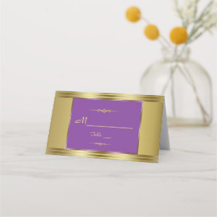 Cartão De Mesa Número da Tabela de Casamento Real Roxo e Dourado