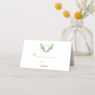 Cartão De Mesa Número da Tabela de Wreath de Aquarela Verde Esmer