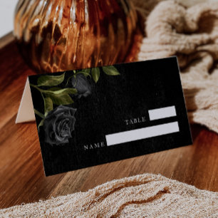 Cartão De Mesa Número da Tabela Rosa de Casamento Gótico Preto