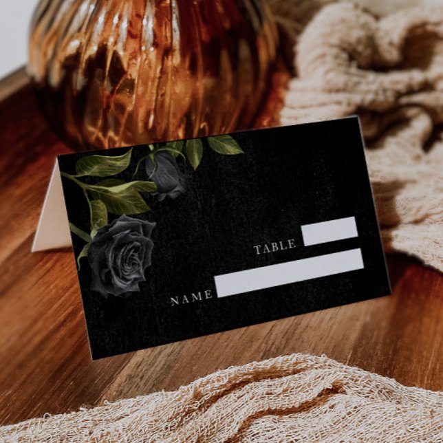 Cartão De Mesa Número da Tabela Rosa de Casamento Gótico Preto (Criador carregado)