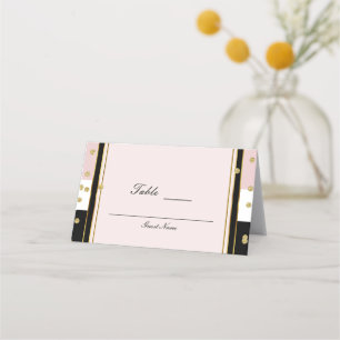 Cartão De Mesa Número de Mesa Blush Rosa Preto Branco & Ouro Luga