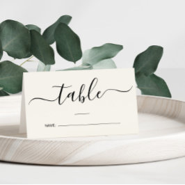 Cartão De Mesa Número de Mesa Casamento Creme com Caligrafia Chic