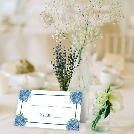 Cartão De Mesa Número de Mesa de Casamento Aquarela Hortênsias Az