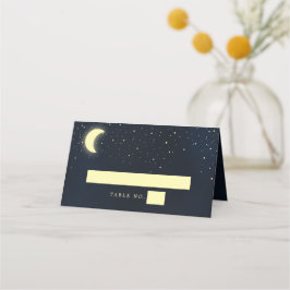 Cartão De Mesa Número de Mesa de Casamento Azul Celeste Lua Estre