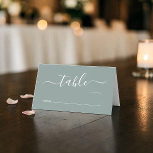 Cartão De Mesa Número de Mesa de Casamento Chic Script Sage Verde