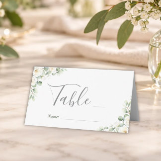 Cartão De Mesa Número de Mesa de Casamento Floral Verde Elegante