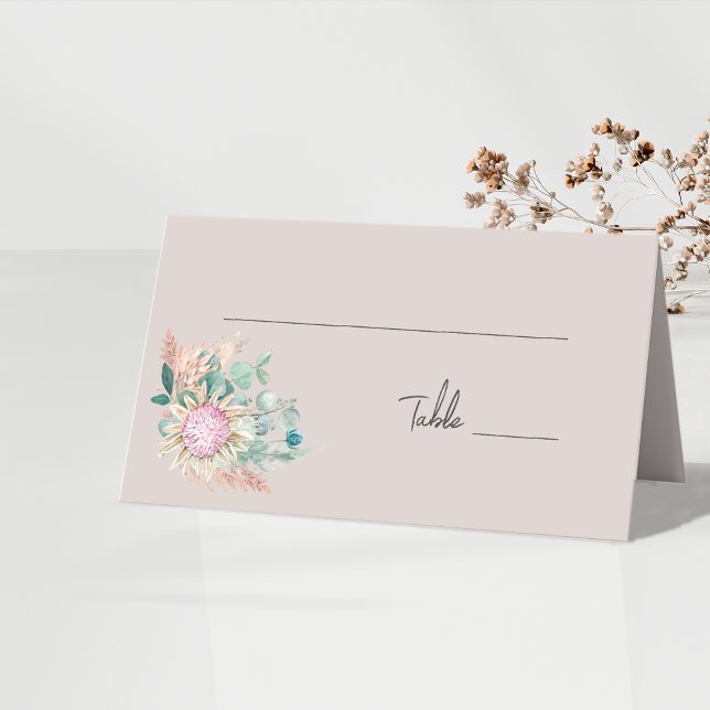 Cartão De Mesa Número de Mesa de Casamento Pampas Protea Eucalipt (Criador carregado)