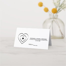 Cartão De Mesa Número de Mesa de Casamento Preto e Branco de Cora