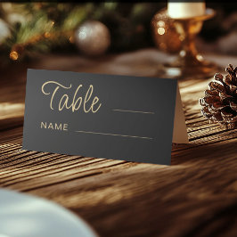 Cartão De Mesa Número de mesa de casamento preto e dourado modern