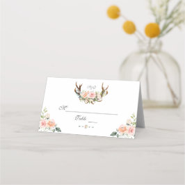 Cartão De Mesa Número de mesa de Chifre Floral Rosa Charmoso