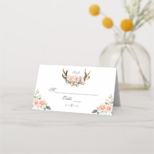 Cartão De Mesa Número de mesa de Chifre Floral Rosa Charmoso