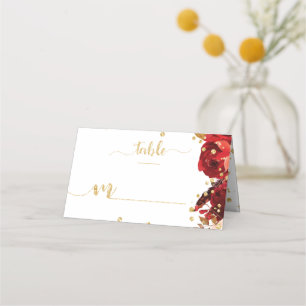 Cartão De Mesa Número de Tabela de Confetti Dourado Floral de Fai