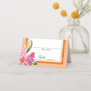 Cartão De Mesa Número do Assento da Mesa Coral Floral Tropical La