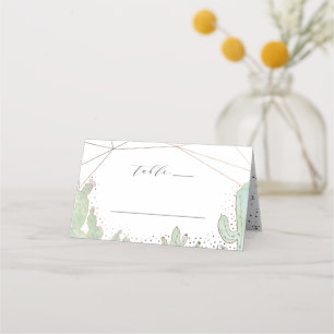 Cartão De Mesa Número Geométrico de Casamento Cactus & Succulents