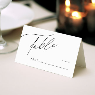 Cartão De Mesa Número Simples de Tabela de Casamento Mínima Moder