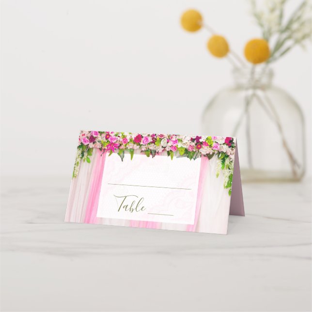 Cartão De Mesa Números da tabela de Casamento Floral Rosa-Brilhan (Frente)
