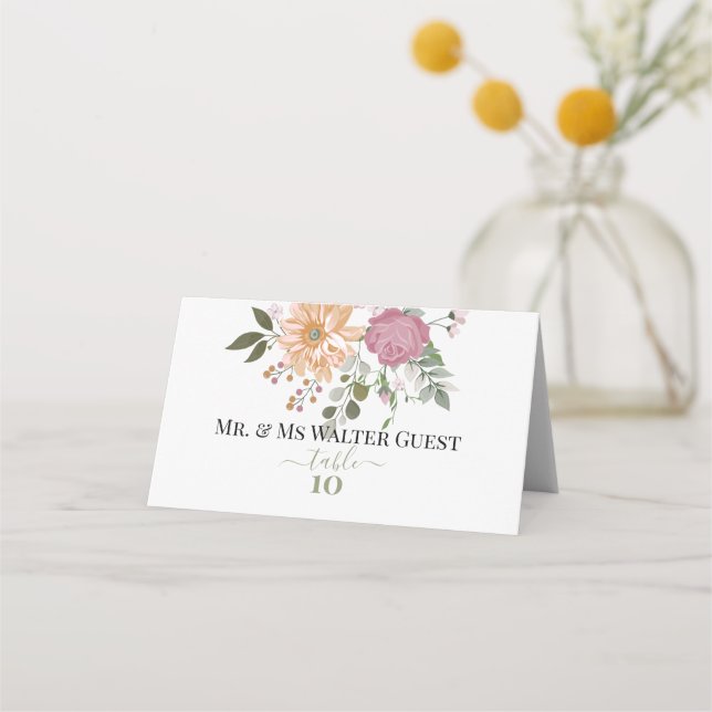 Cartão De Mesa Números de Tabela Convidada das Flores de Verão (Frente)