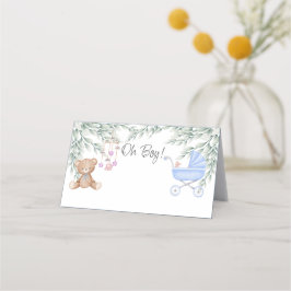 Cartão De Mesa Oh Boy Baby Stroler e Chá móvel Tent