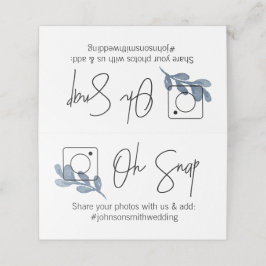 Cartão De Mesa OH SNAP Folheto de mesa dobrado #hashtag folha azu