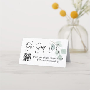 Cartão De Mesa OH SNAP QR Code Eucalyptus Foled mesa card