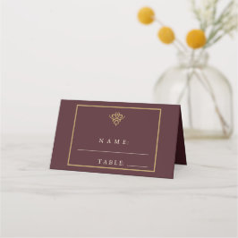 Cartão De Mesa Old Money Burgundy Wedding Place Card