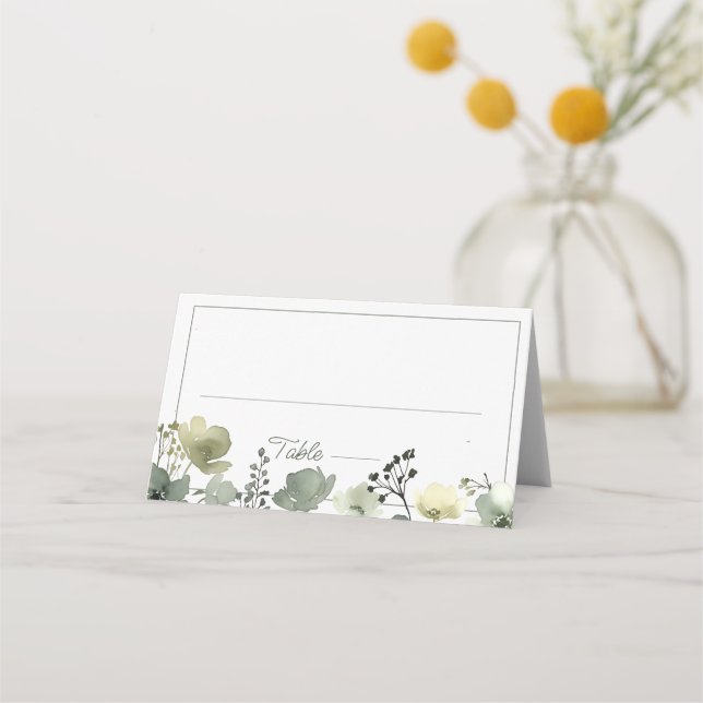Cartão De Mesa Olive Floral Wedding (Frente)