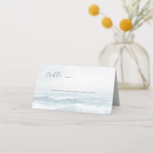 Cartão De Mesa Ondas de Aquarela Azul Tranquilo