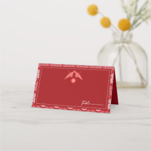 Cartão De Mesa Origami Paper Cranes & Red Sakura Casamento Asiáti