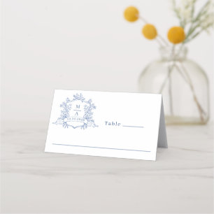 Cartão De Mesa Ornamentado Victoriano Dusty Blue Floral Casamento