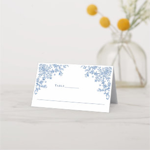 Cartão De Mesa Ornamentado Vitoriano Azul Grace Floral Casamento