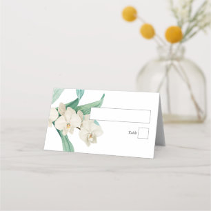 Cartão De Mesa Orquídeas Brancas Florais Casamento Aquarela