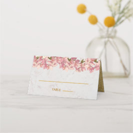 Cartão De Mesa Orquídeas Rosa Floral Mármore Dourado Elegante Cas