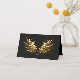 Cartão De Mesa Ouro Angel Wings sobre fundo preto