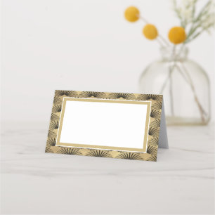 Cartão De Mesa Ouro elegante casamento preto colorido do fã do