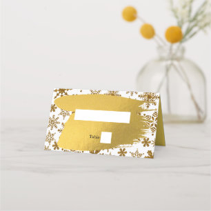 Cartão De Mesa Ouro Flocos de Neve Casamento de Natal Festivo 