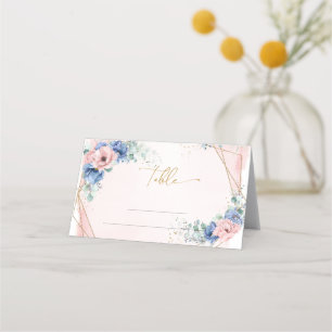 Cartão De Mesa Ouro floral cor-de-água, cor-de-rosa, empoeirado