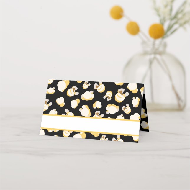 Cartão De Mesa Padrão de pipoca de aniversário do tema do cinema (Frente)