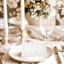 Cartão De Mesa Padrão de Xadrez Pintado de Rosa Casamento