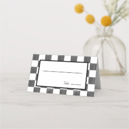 Cartão De Mesa Painted Black Checkerboard Pattern Wedding