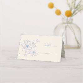 Cartão De Mesa Paixão Floral Azul Delicado Monograma