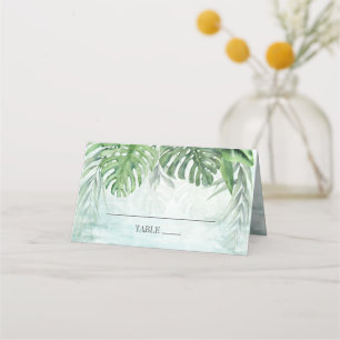 Cartão De Mesa Palma Tropical Deixa Aquarela Casamento Verde