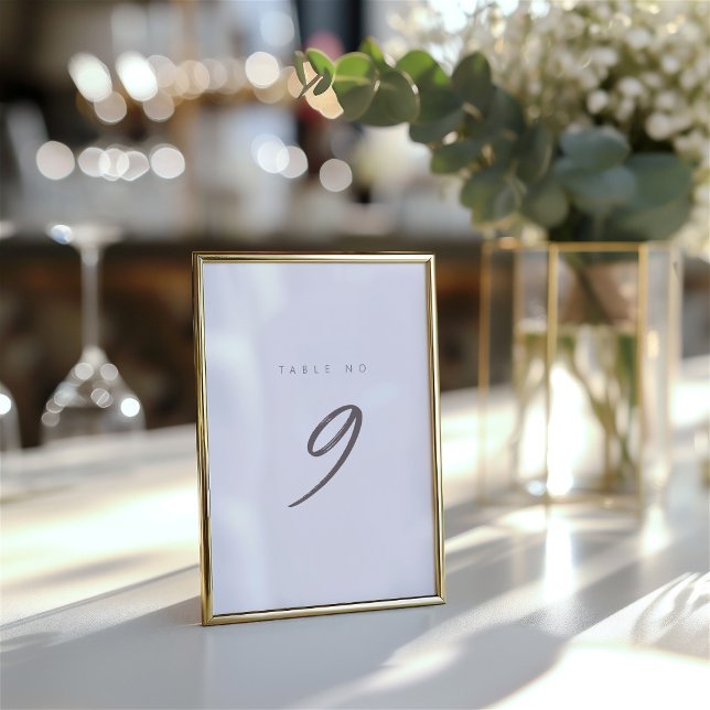 Cartão de Mesa para Caligrafia Simples Elegante (Simple Minimalist Elegant Table Number)
