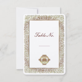 Cartão de Mesa para Casamento Indiano Vermelho